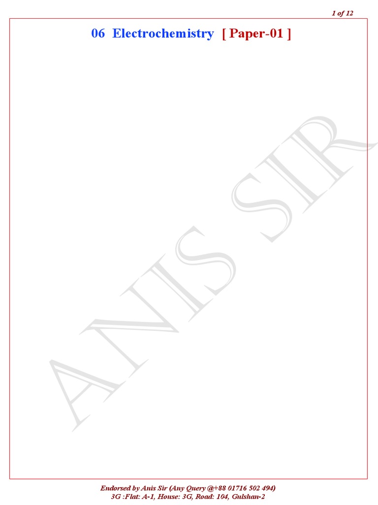 Electrochemistry (Paper01) WY PDF Chlorine Redox