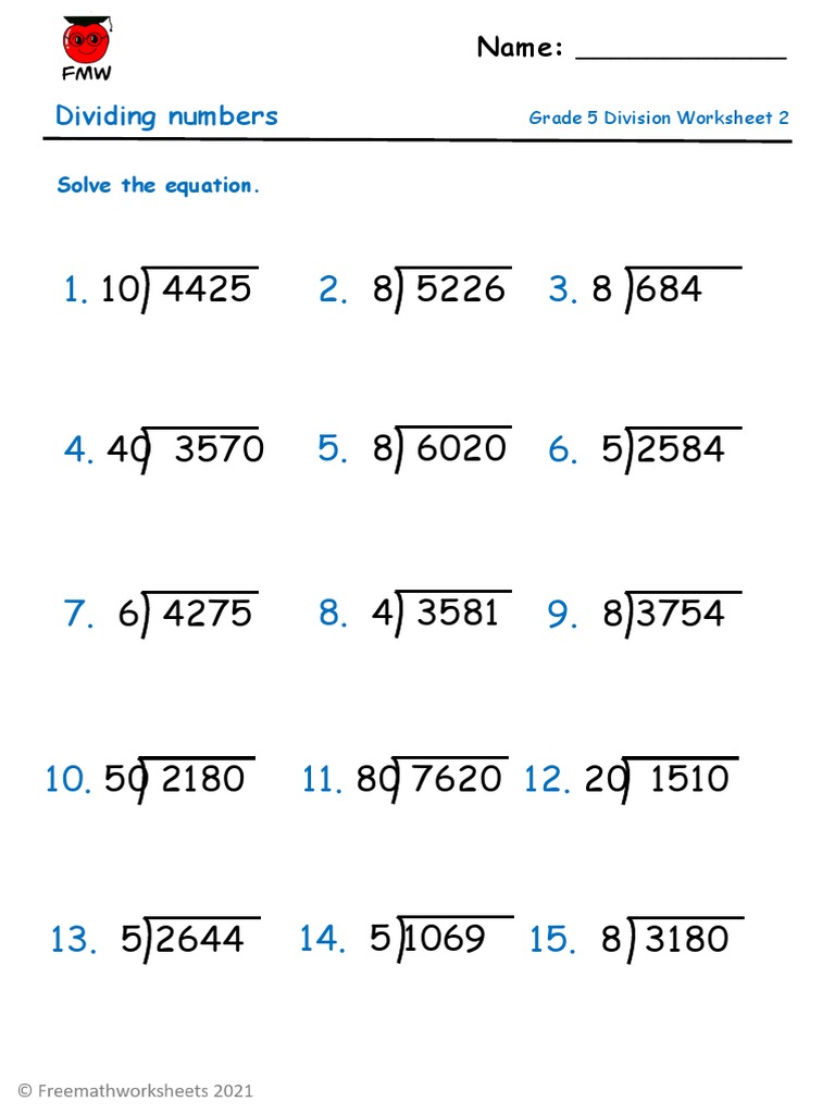 Grade 5 Division Worksheet 2 | PDF