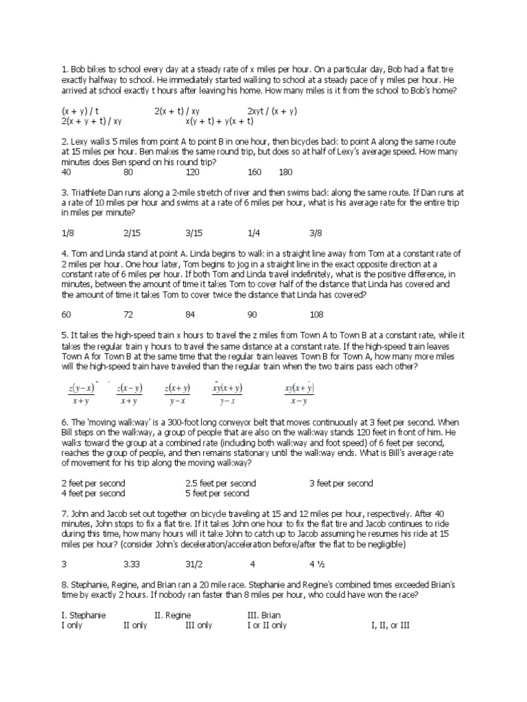 Speed distance 700 800 level questions pdf speed clock