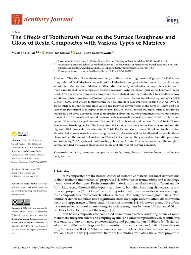 The Effects of Toothbrush Wear On The Surface Roug | PDF