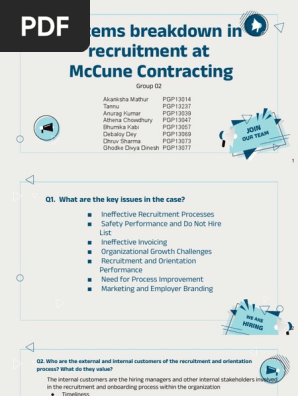 Systems Breakdown in Recruitment at McCune Contracting | PDF 