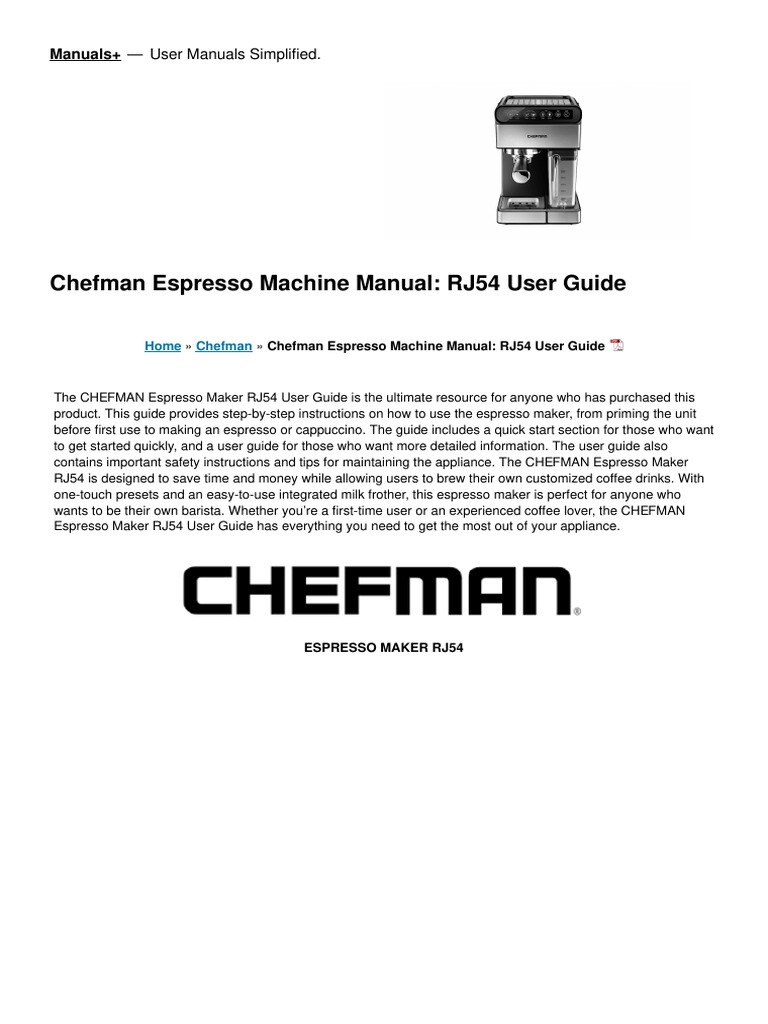 Espresso Maker rj54 Manual | PDF