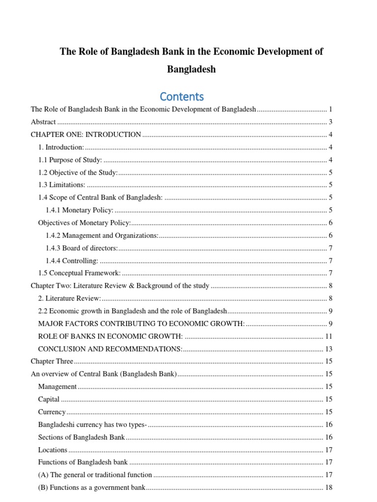 2 The Role Of Bangladesh Bank In The Economic Development Of Bangladesh