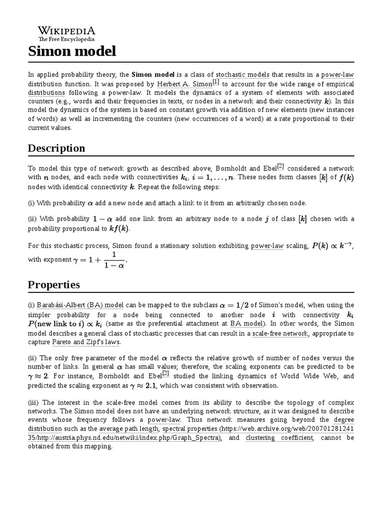 Simon Model PDF Statistical Theory Probability Theory