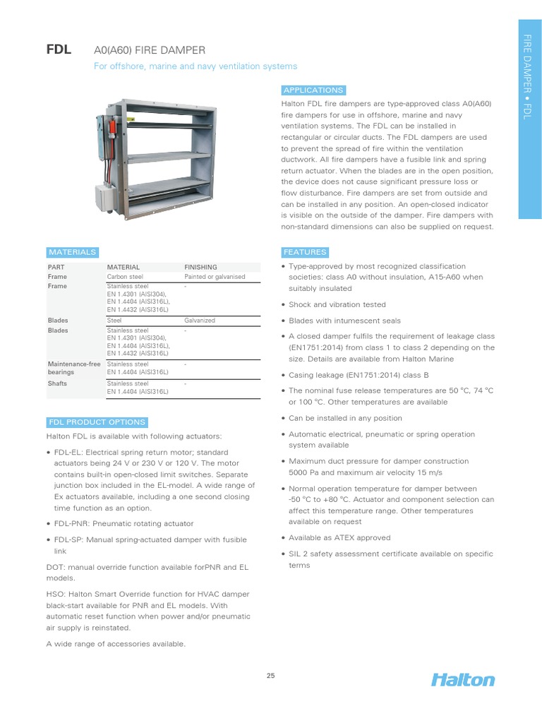 Halton FDL Fire Dampers Overview | PDF