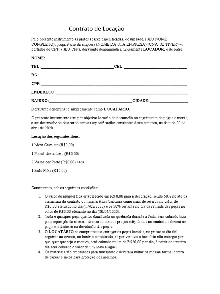 Contrato de Locação Padrao | PDF | Aluguel