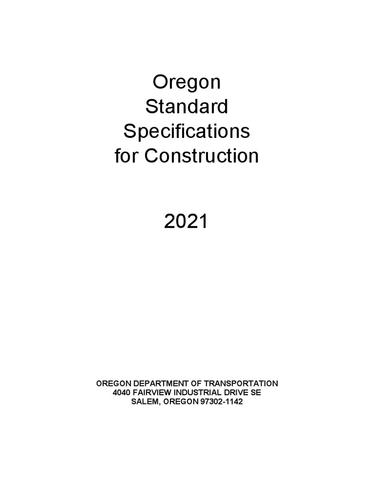 Oregon Standard Specifications 2021 | PDF