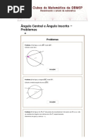 Exercícios de Ângulos Inscritos - 9º Ano | PDF | Triângulo | Círculo