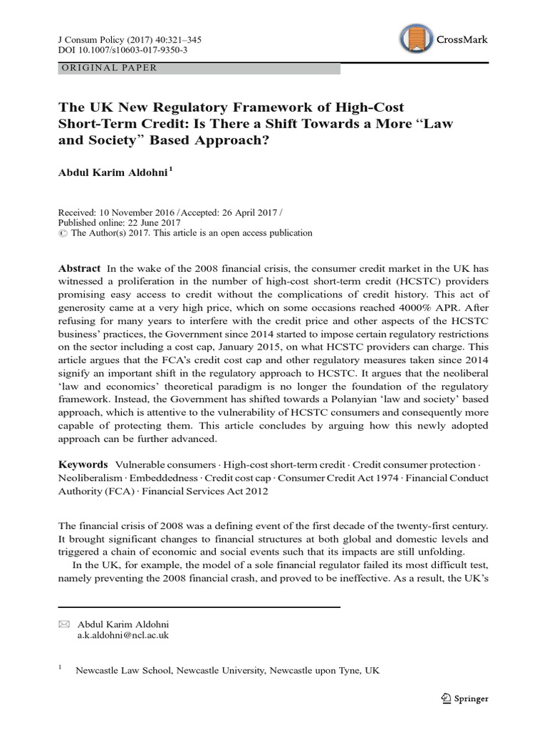 Aldohni The UK New Regulatory Framework of HighCost ShortTerm