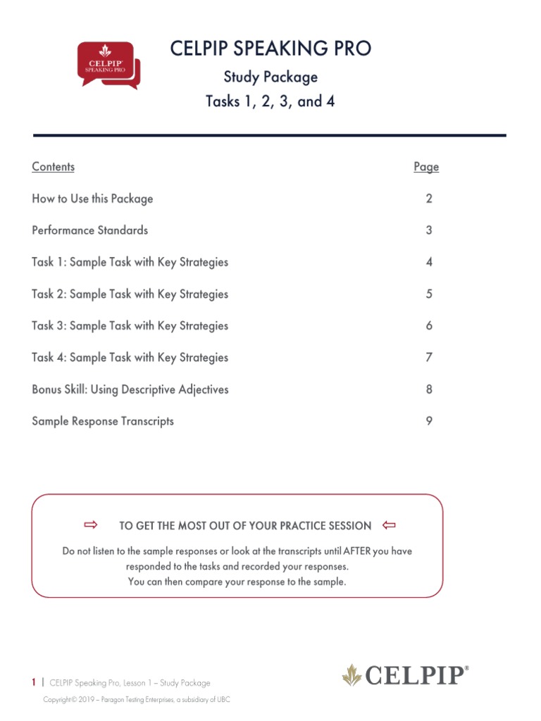 Speaking Pro Study Pack Part 1 | PDF