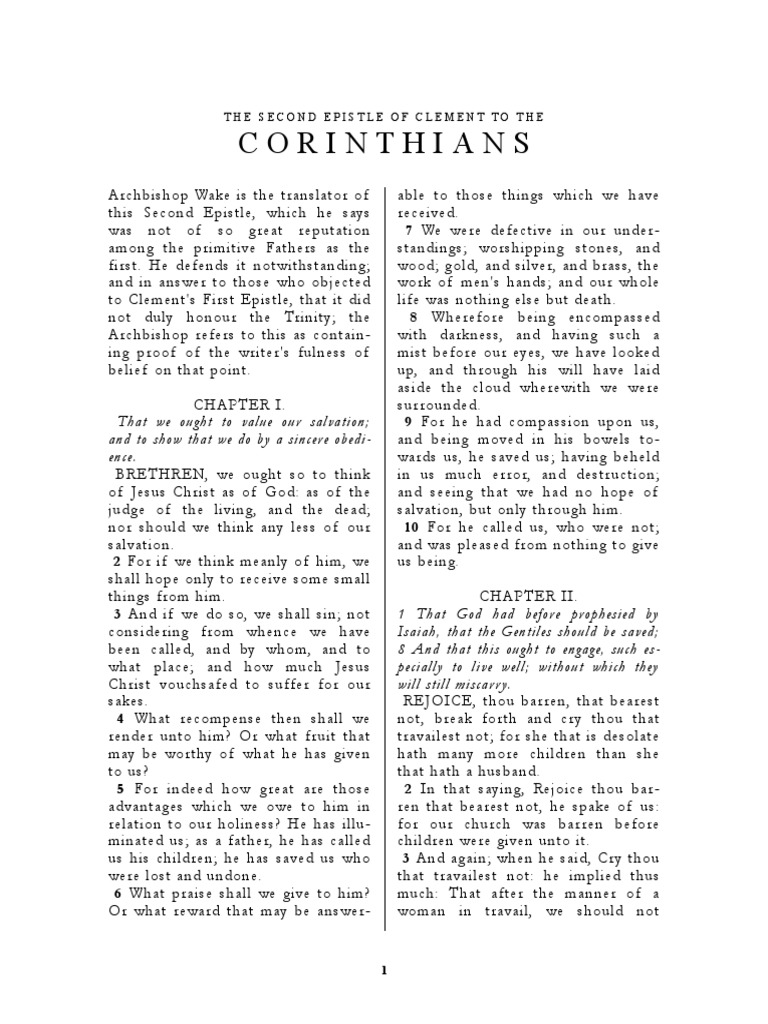 Second Epistle of Clement to the Corinthians | PDF | Eternal Life ...