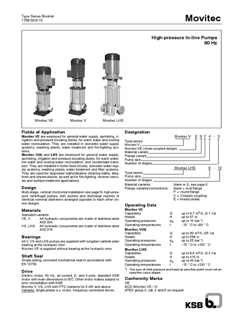Movitec High-Pressure Pump Overview | PDF | Pump | Electric Motor