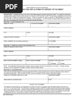 Payee Information For Automatic Deposit of Payment