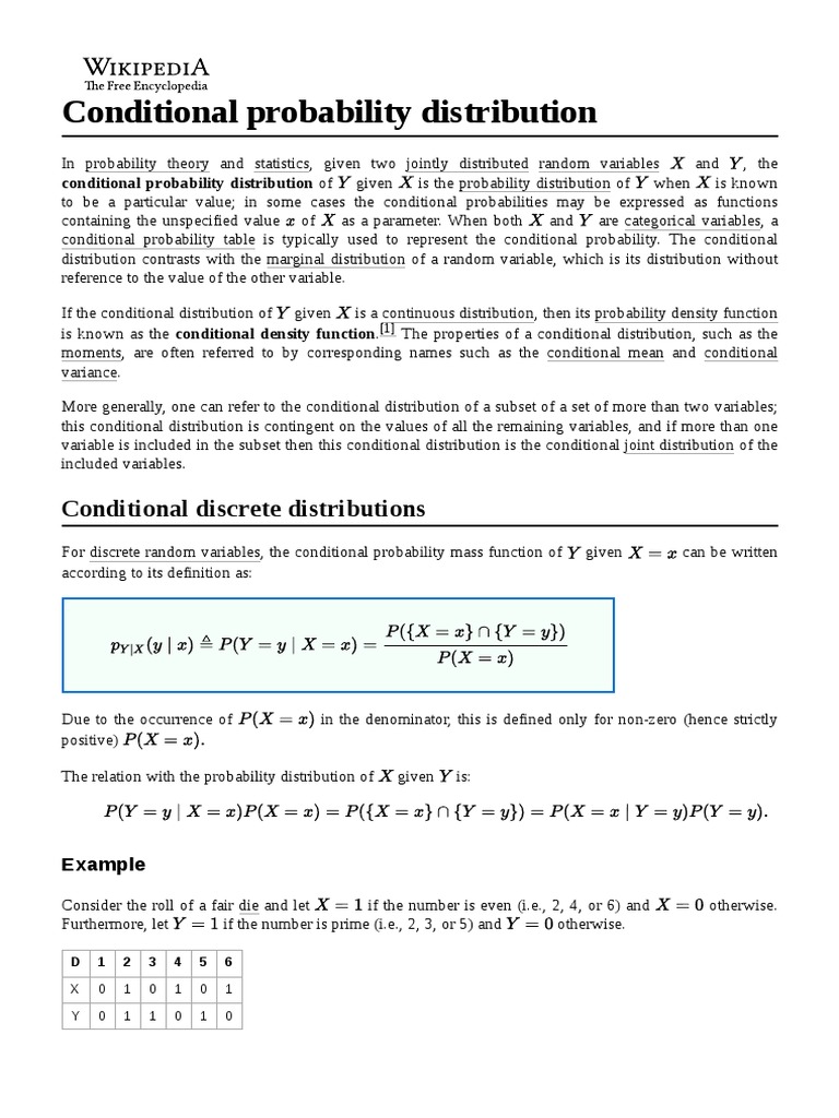 Conditional probability distribution pdf probability distribution