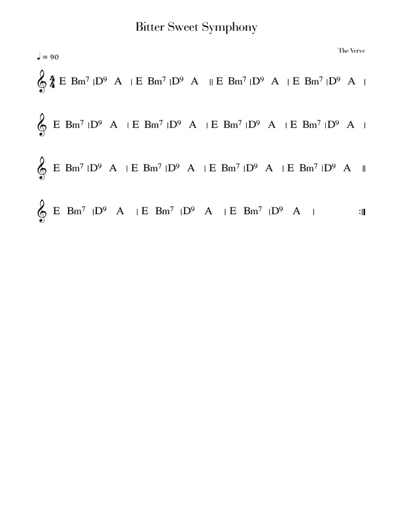 Bitter Sweet Symphony Teclado Cifra PDF
