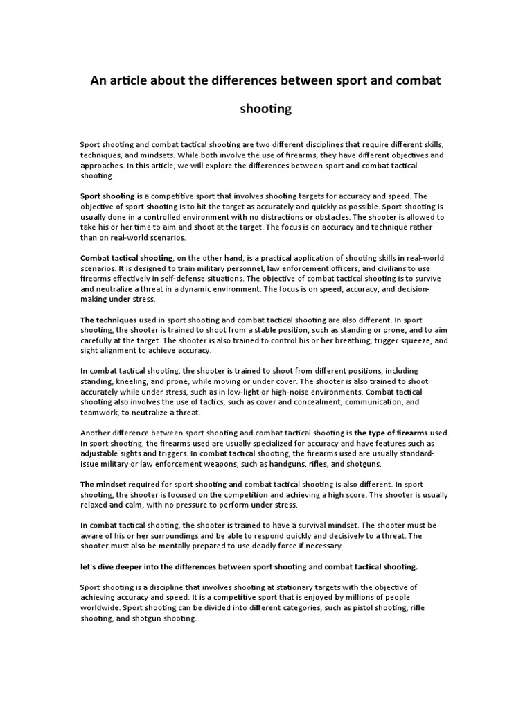 An article about the differences between sport and PDF