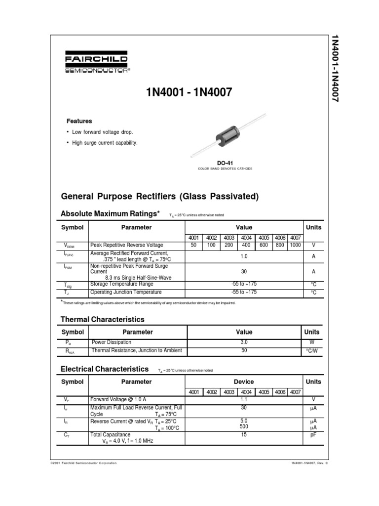 General purpose rectifiers glass passivated absolute maximum