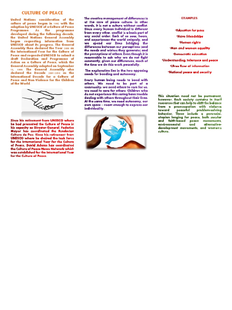 Understanding the Culture of Peace | PDF | Travel