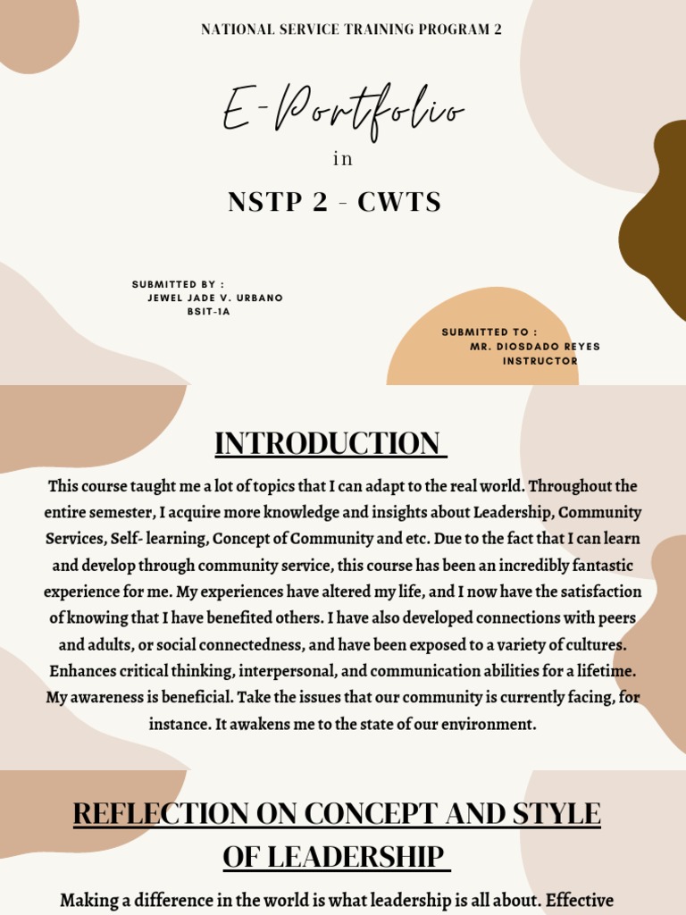 NSTP 2 CWTS E-Portfolio Reflection | PDF