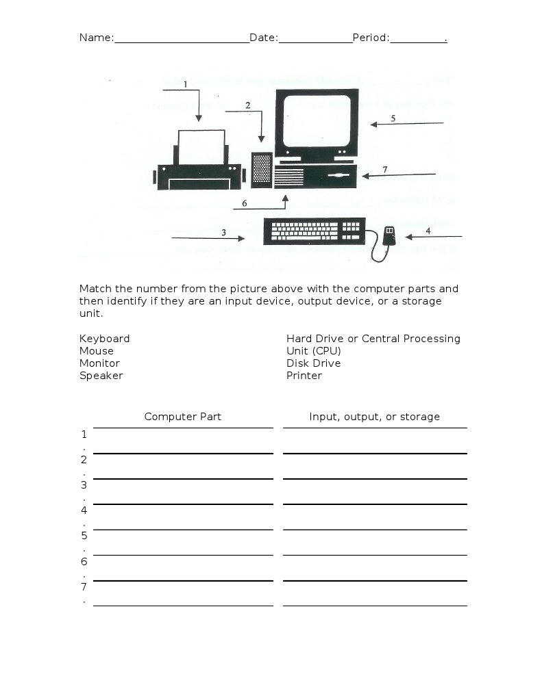 types of computers worksheet