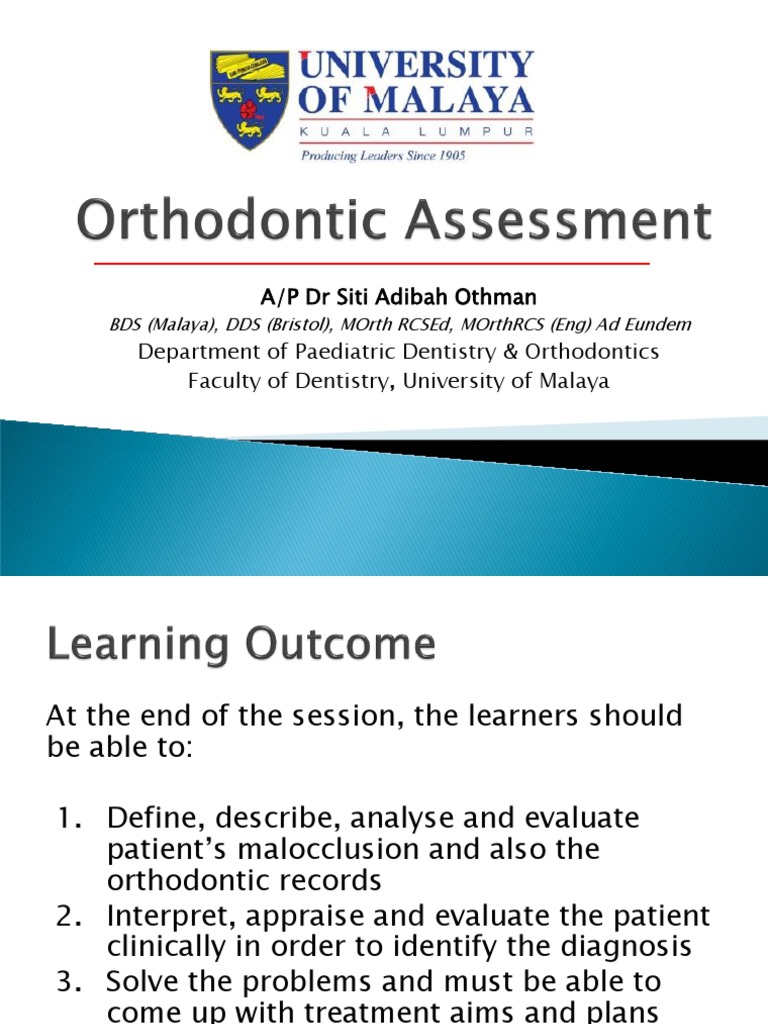 Orthodontic Assessment PDF Periodontology Human Anatomy