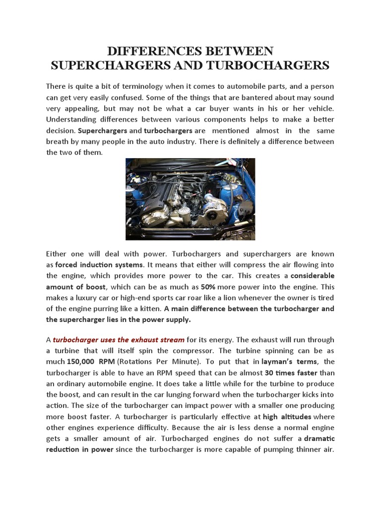 Differences Between Superchargers & Turbochargers PDF Turbocharger
