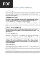 Brief Guideline On Writing An Effective CV