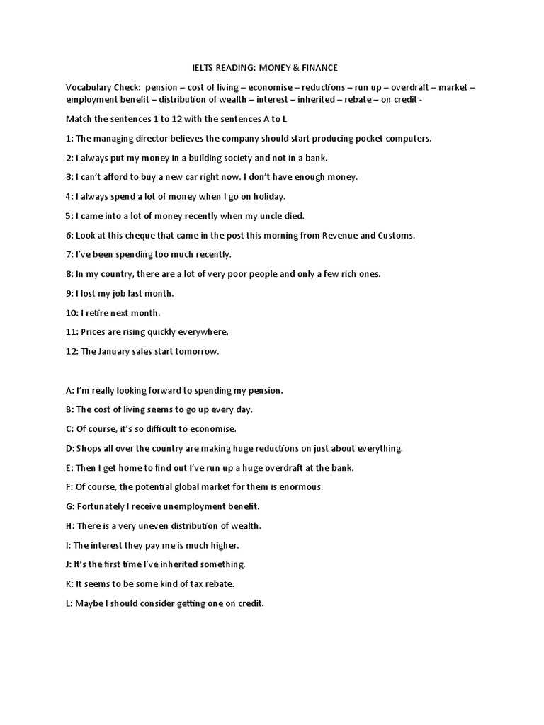 IELTS Money and Finance | PDF