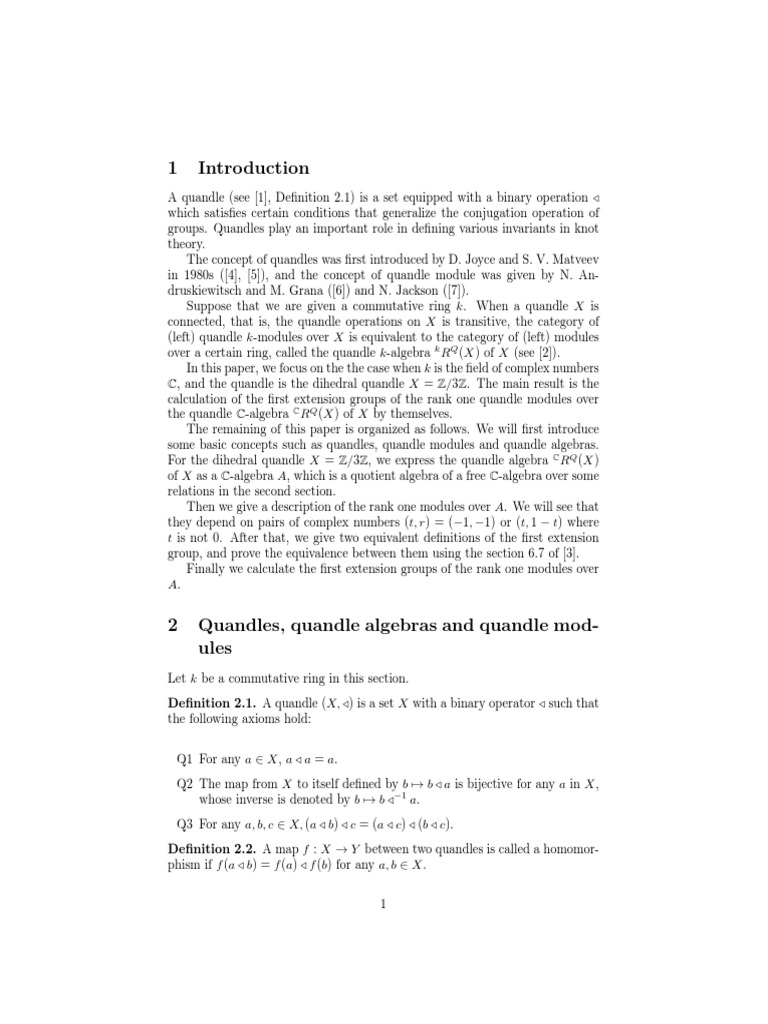 Ring Theoretical Method of Calculating First Extension Groups of ...