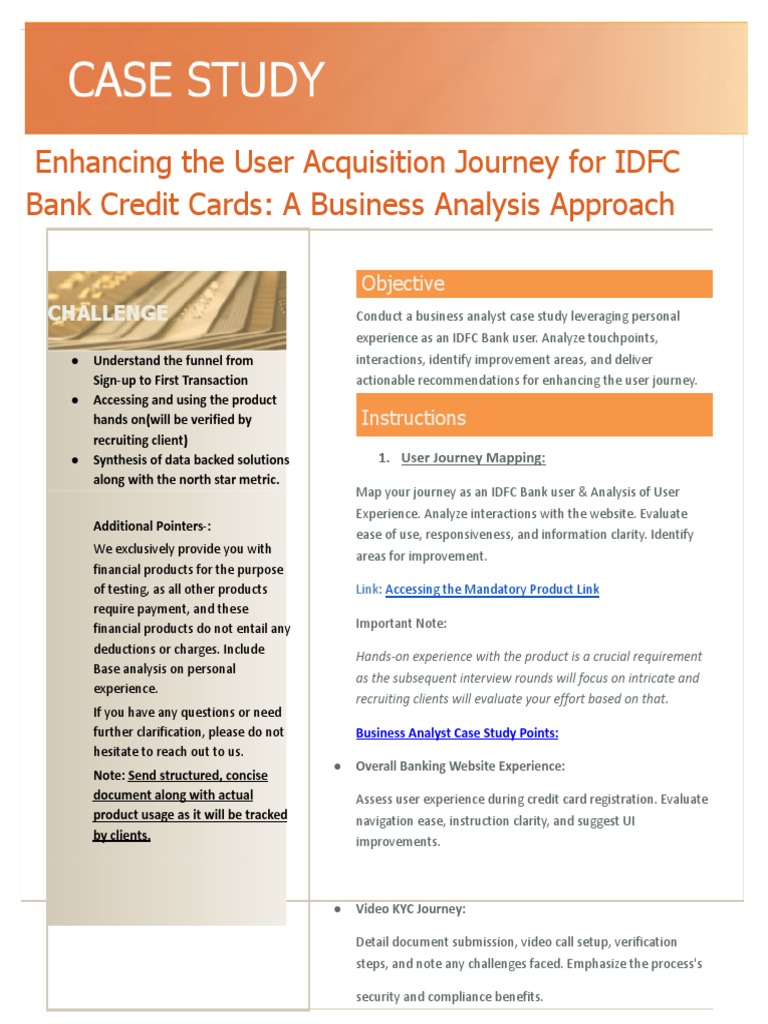Business Analyst IDFC - Case Study | PDF | Credit Card | Usability