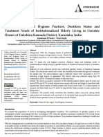 Assessment of Oral Hygiene Practices Dentition Status and Treatment Needs of Institutionalized Elderly Living in Geriatric Homes of Dakshina Kannada District Karnataka India