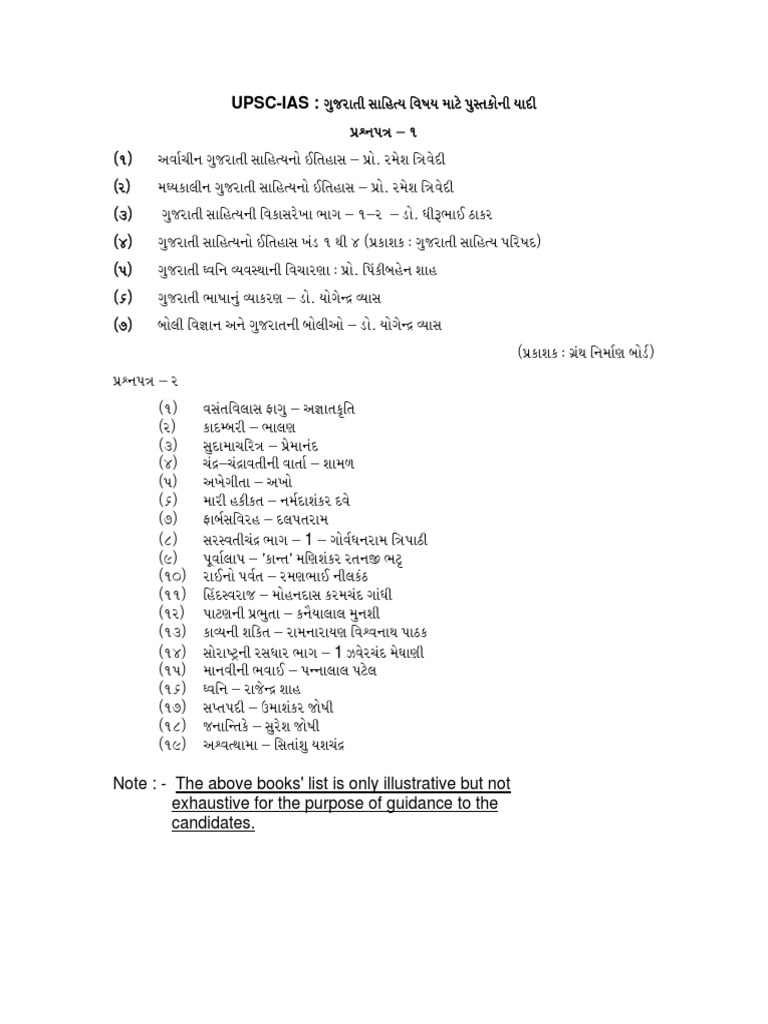 Upsc Ias Gujarat Book List | PDF
