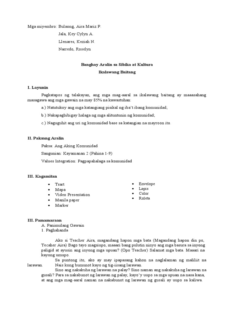 Group 2 Social Studies Lp Pdf