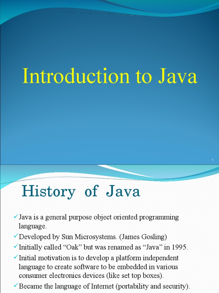 1 Java Introduction, Classes and Objects | PDF