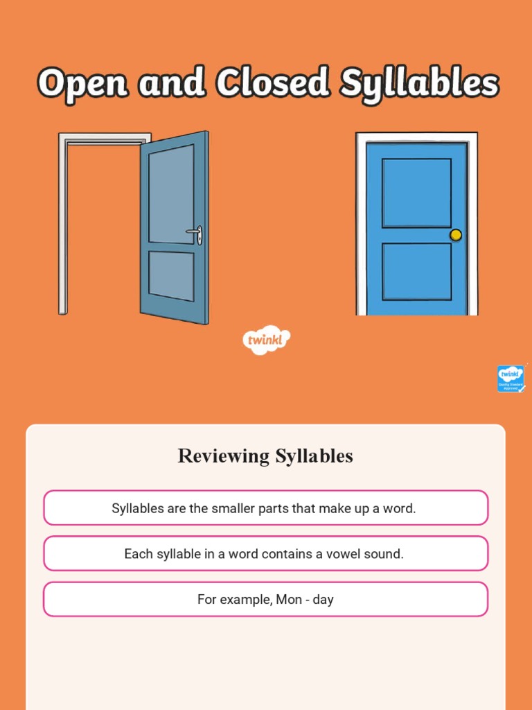 Open and closed syllables pdf syllable vowel