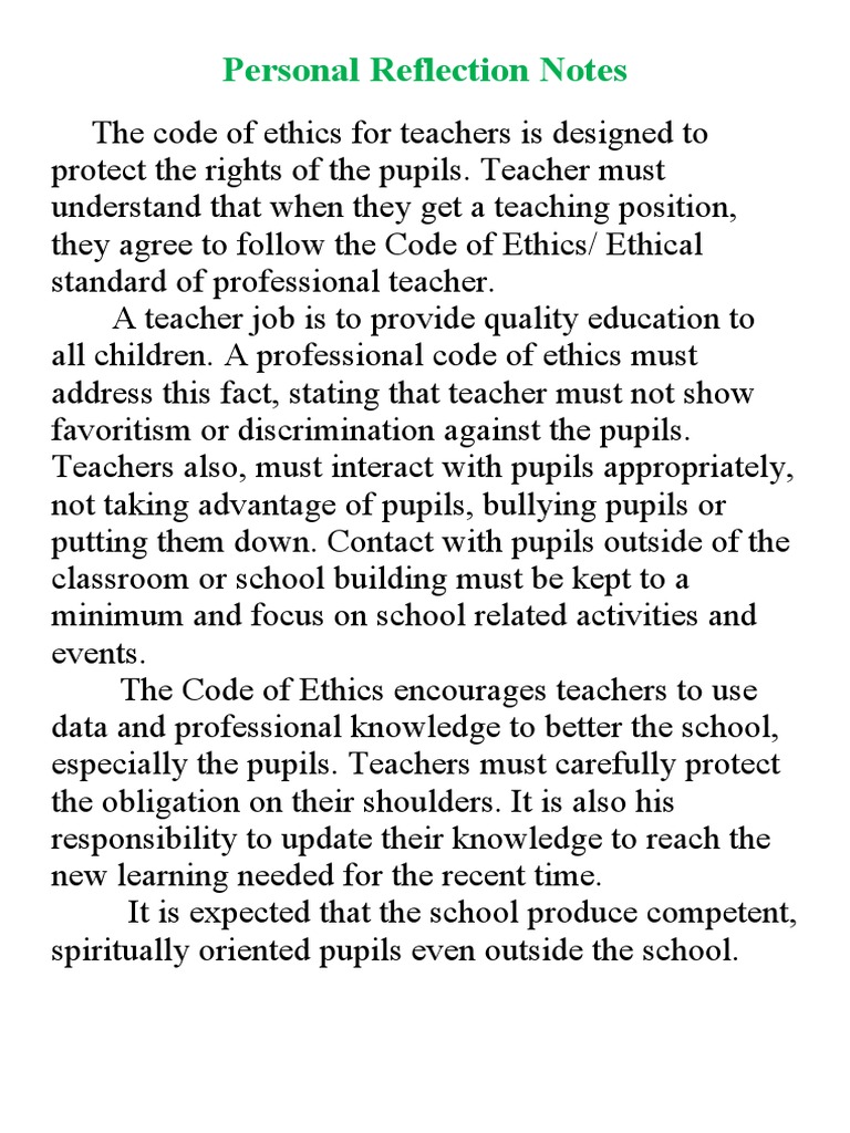 Code Of Ethics For Professional Teachers Article 5 Section 2 Explanation