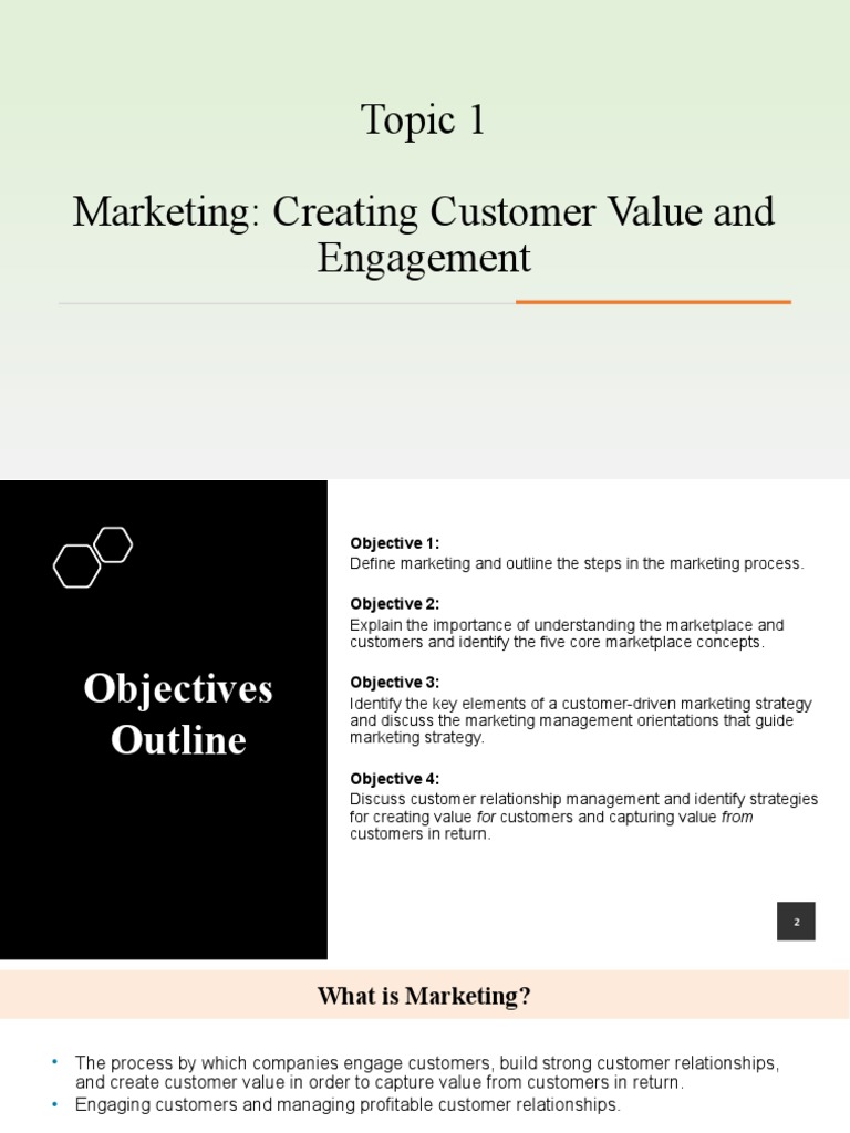Topic 1 Creating Customer Value And Engagement Pdf Marketing