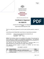 Certificate of Approval No 5/6B/216: Issued by The Chief Metrologist Under Regulation 60 of The