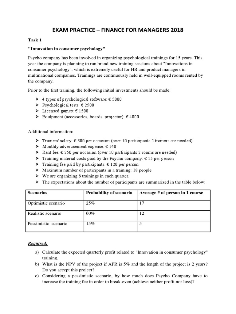 Complex and NPV Practice With Solution | PDF