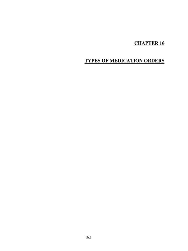 Chapter 16 types of medication orders pdf
