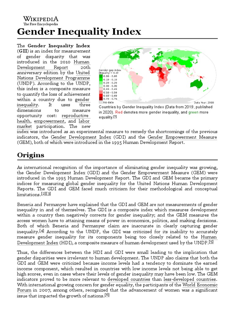 Gender Inequality Index Overview 2019 | PDF | Gender | Gender Studies