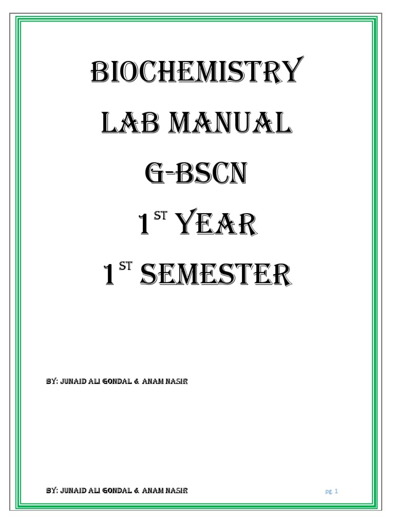 Biochemistry LAB MANUAL PDF Chemistry Physical Sciences