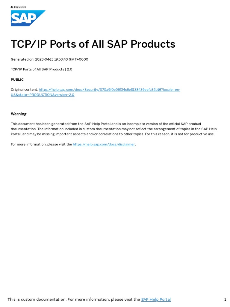 TCP IP Ports of All SAP Products | PDF | Internet & Web | Web Server