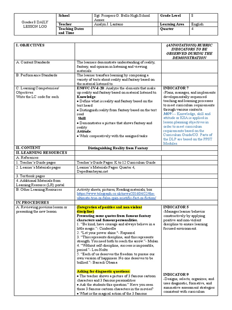 Cot Eng8 Q4 | PDF
