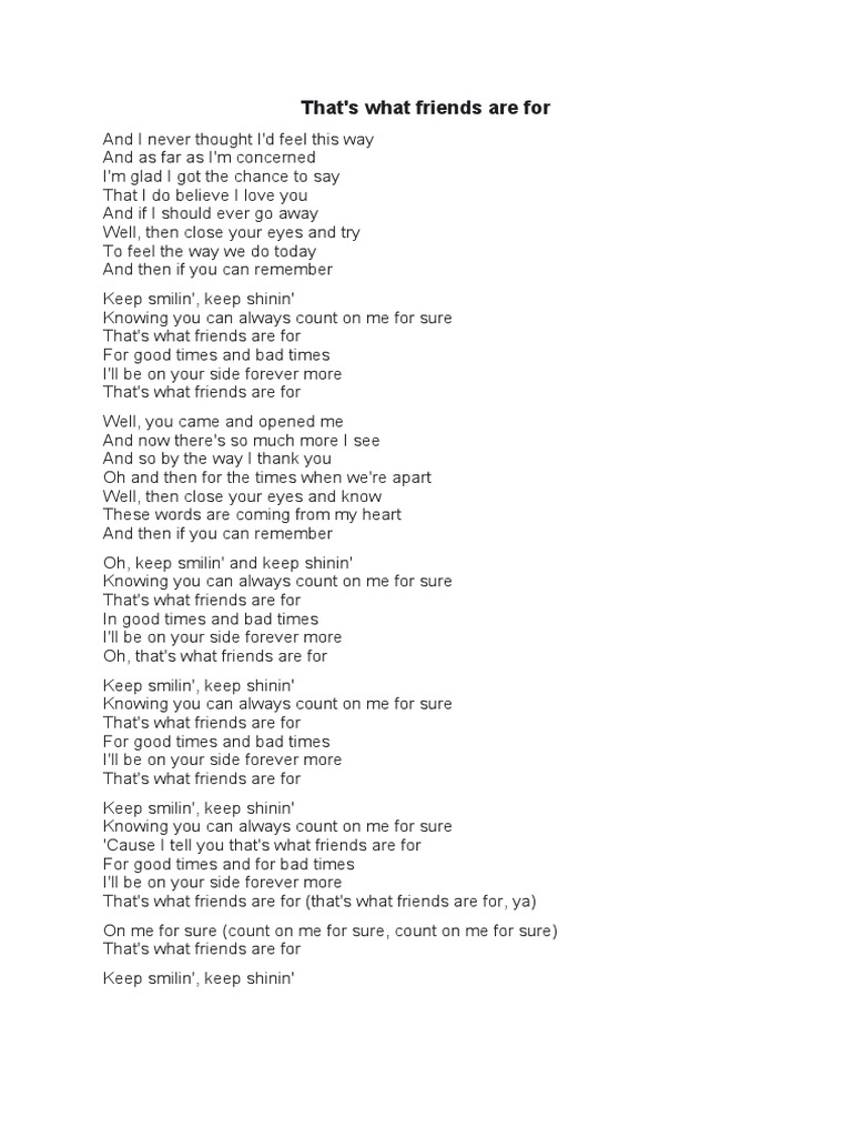 What Are Friends For Song