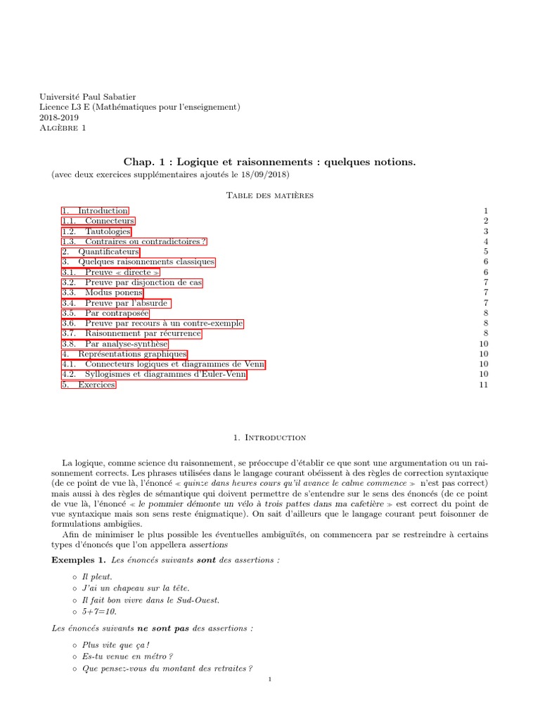 Logique et Raisonnements en Mathématiques | PDF | Logique mathématique ...