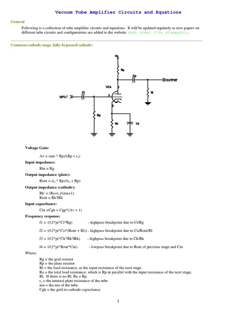 Audio Electronics Tube Amplifiers Vacuum Tube Amplifier Circuits
