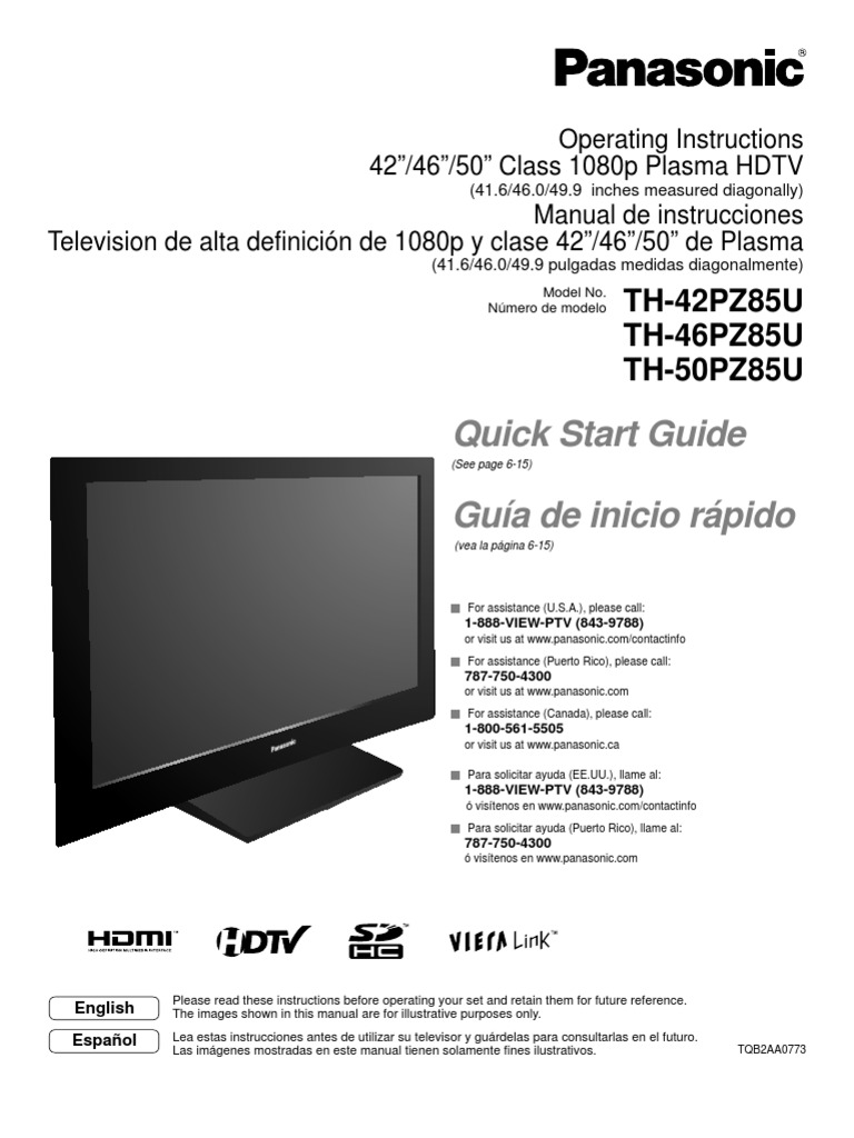 Panasonic TH-42PZ85U Manual | PDF | Hdmi | Digital Television