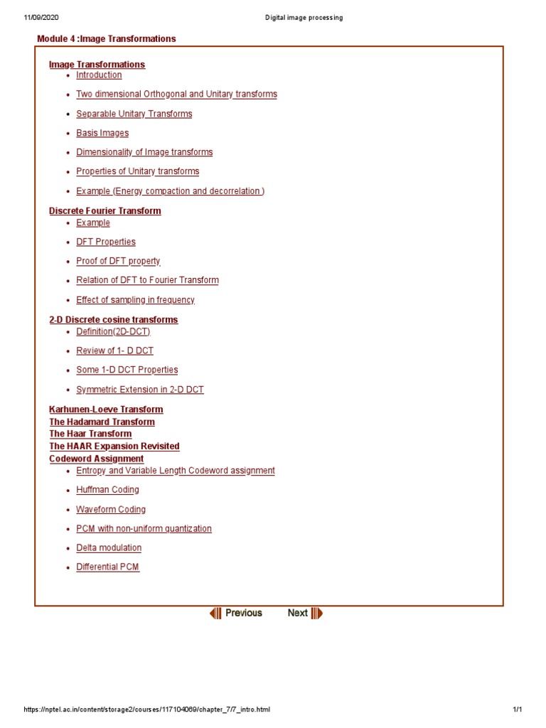 2.3_Image Transforms Notes 1_Sep11 | PDF