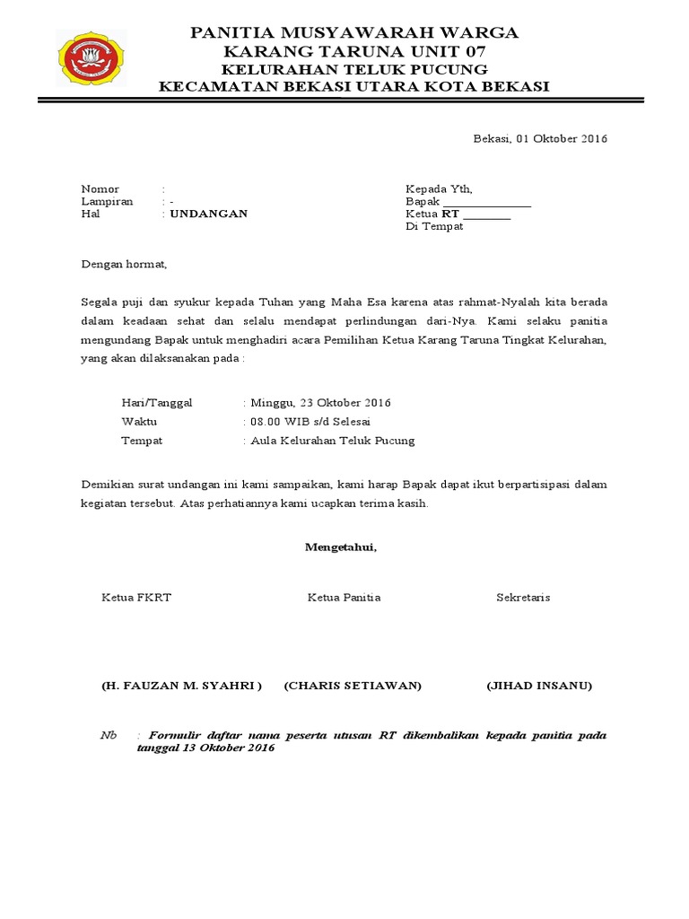 SURAT Undangan HUT RI Ke RT | PDF